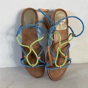 Stuart weitzman neon gladiator flat sandals 8.5